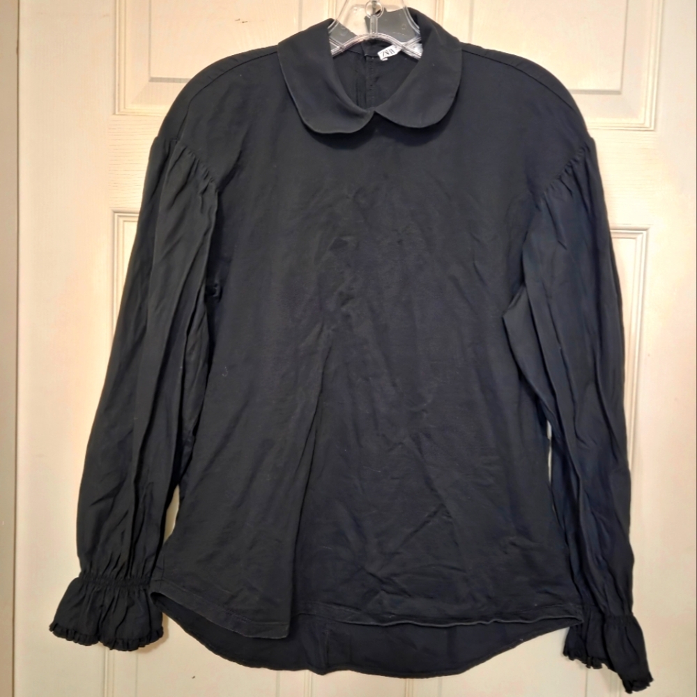 Zara Black Women's Peter Pan Collar Shirt Small